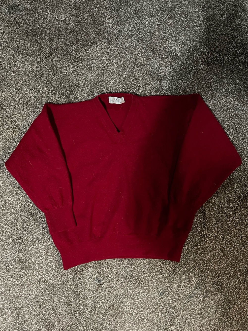 Valentino Red Merino Wool V‑Neck Sweater (Made in Italy) [Read Desc]